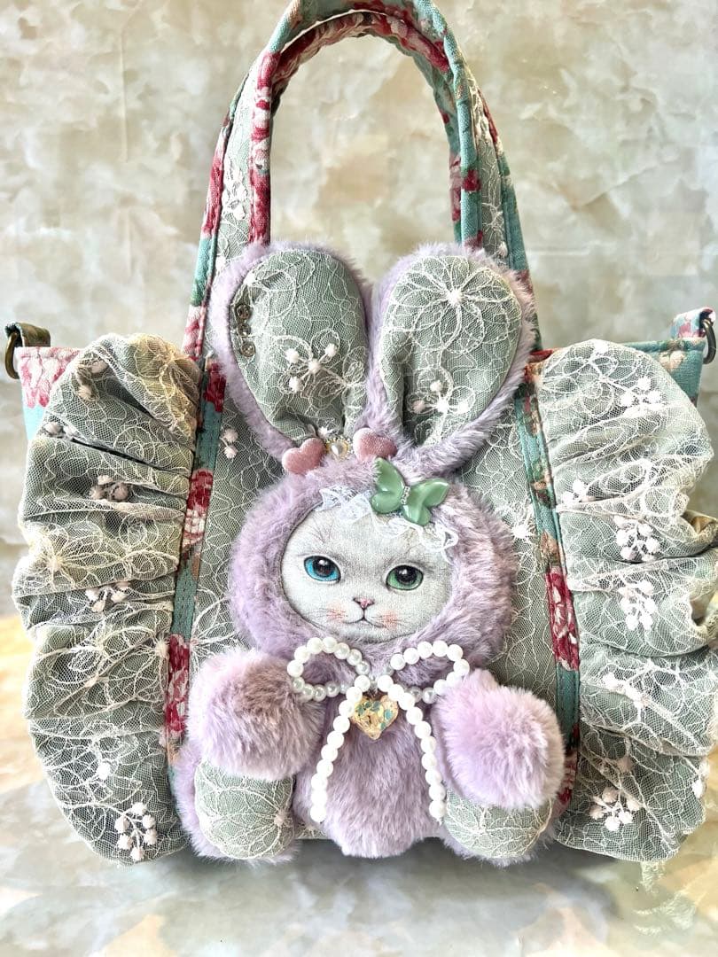 コヤンイサムチョン　アンティックローズ/ラメレース　ふんわりフリルバッグ