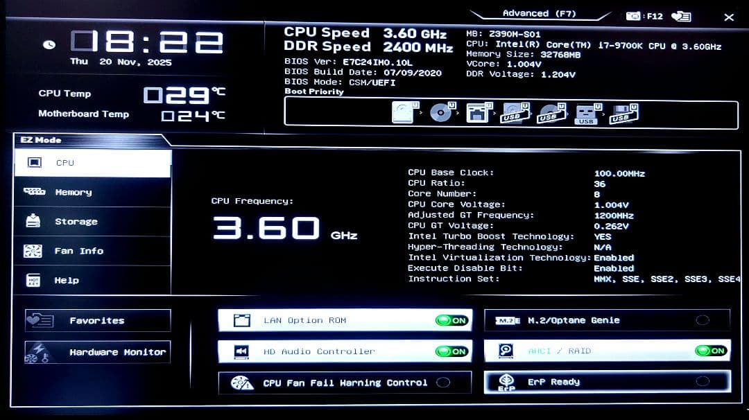 Win11 デスクトップ PC i7 9700K 32GB SSD 256GB
