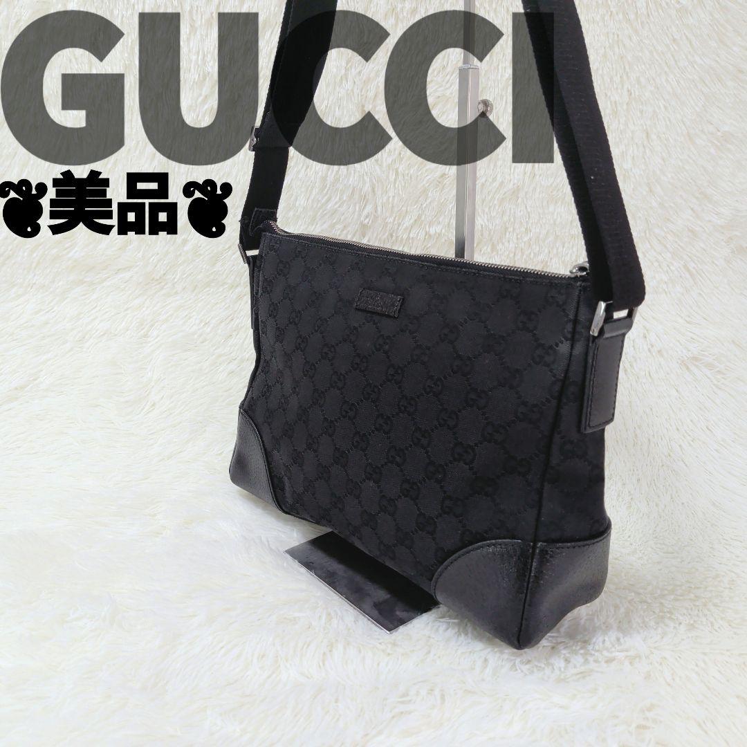 【✨美品✨】グッチ ショルダーバッグ GGキャンバス ブラック