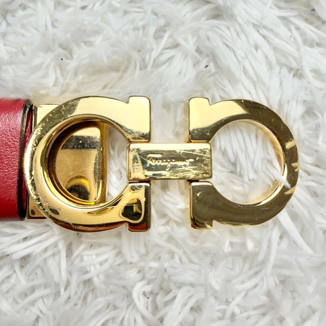 【美品&付属品あり】フェラガモ リバーシブルベルト ダブルガンチーニ 黒 赤