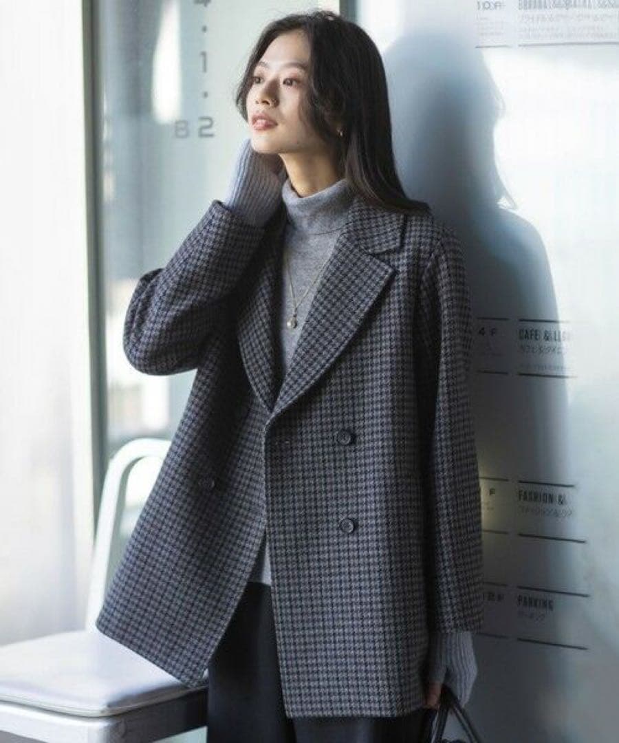 美品♪ J.PRESS ツイードチェックPコート ウール