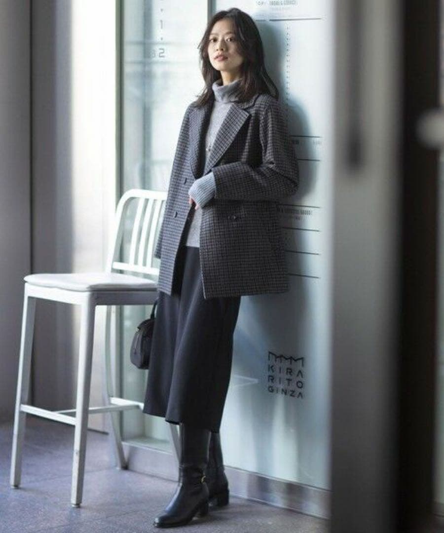 美品♪ J.PRESS ツイードチェックPコート ウール