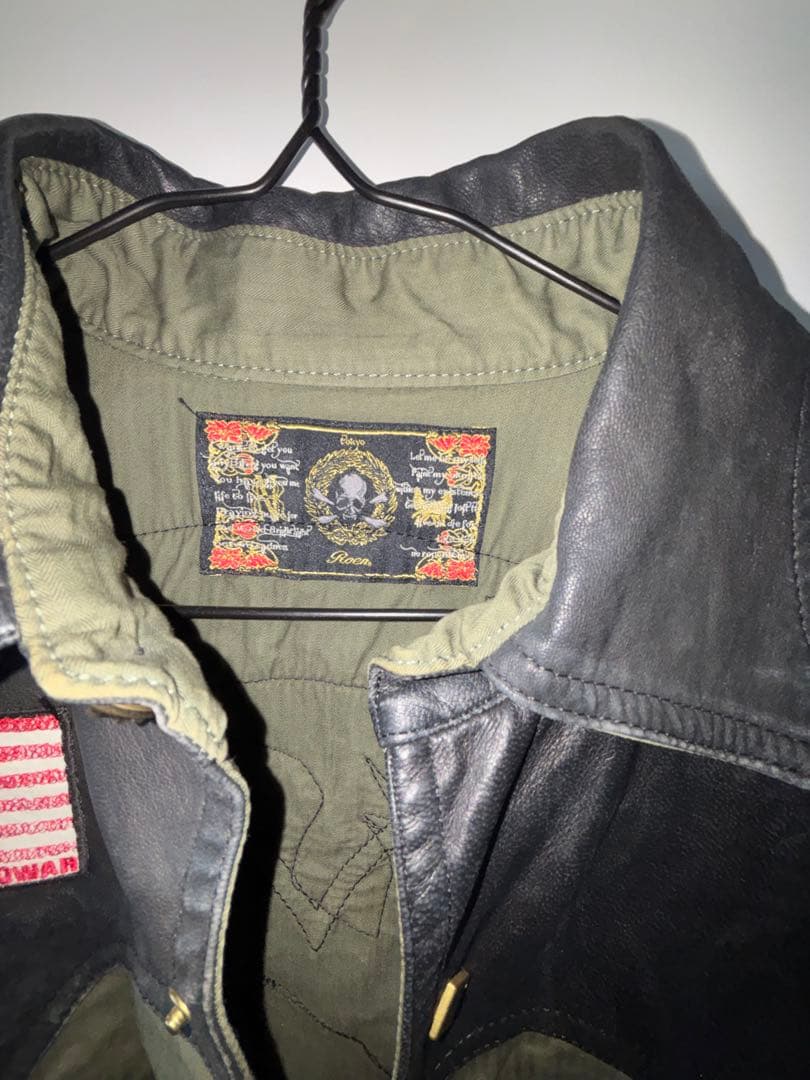 roen レザー切り替えジャケット　刺繍