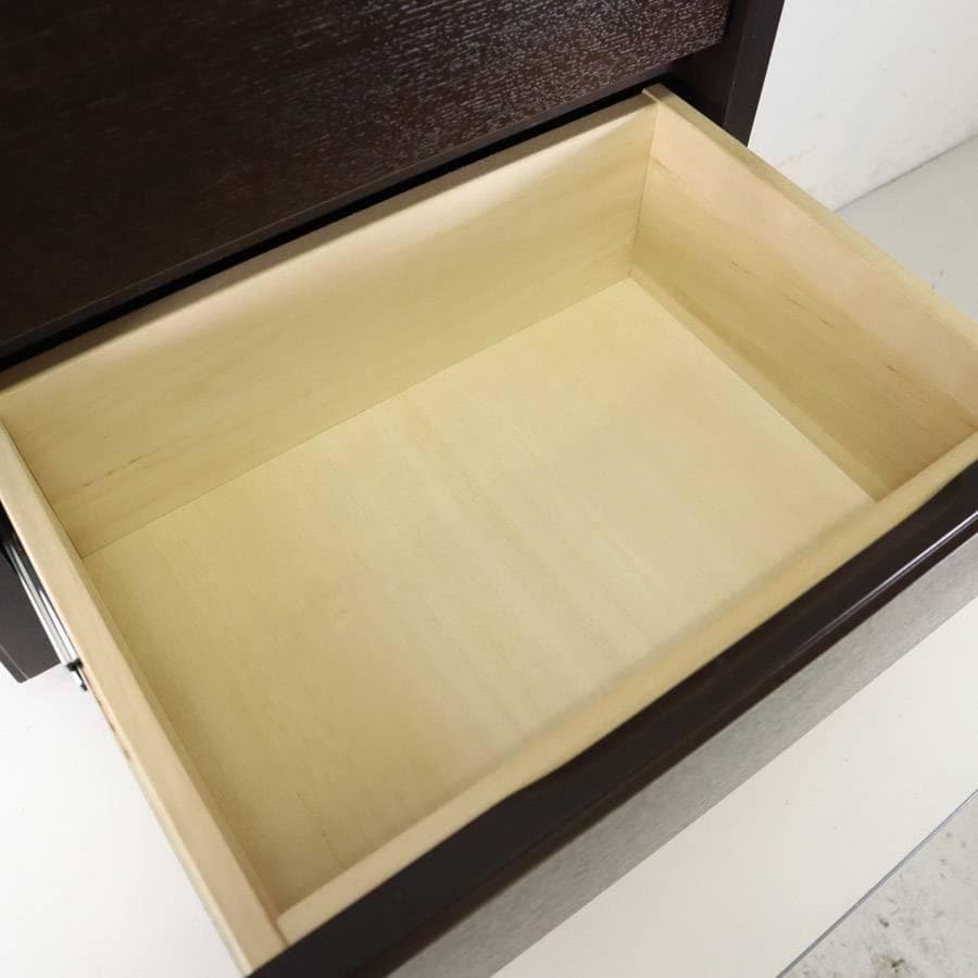 値下フランスベッド ナイトテーブル ダークブラウン 日本製 コンセント＆引出付2