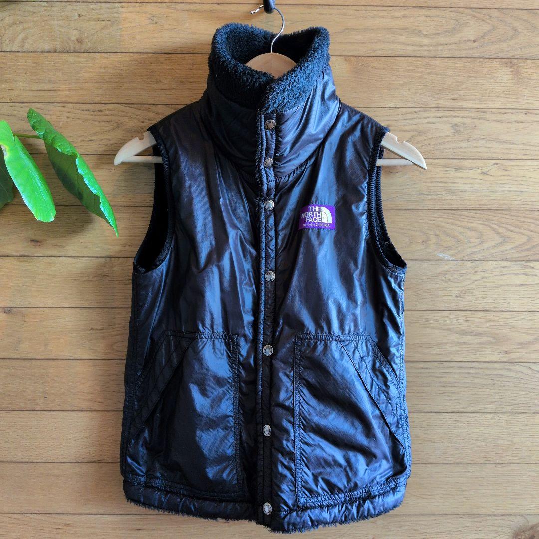 ノースフェイス　ベスト　フリースナイロン　リバーシブル　黒ネイビー　レディース