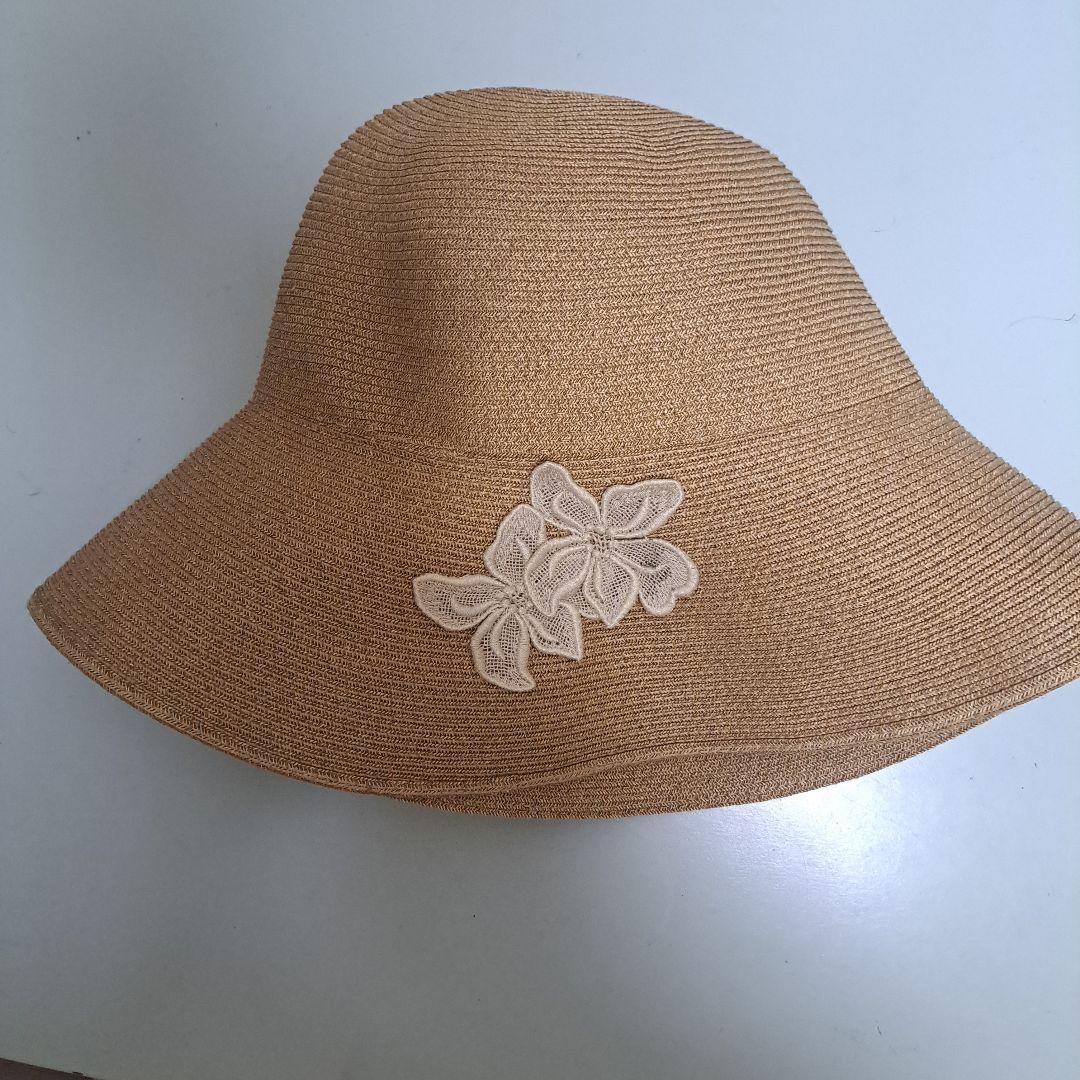 Athena New York フラワー刺繍 ベージュ 麦わら帽子