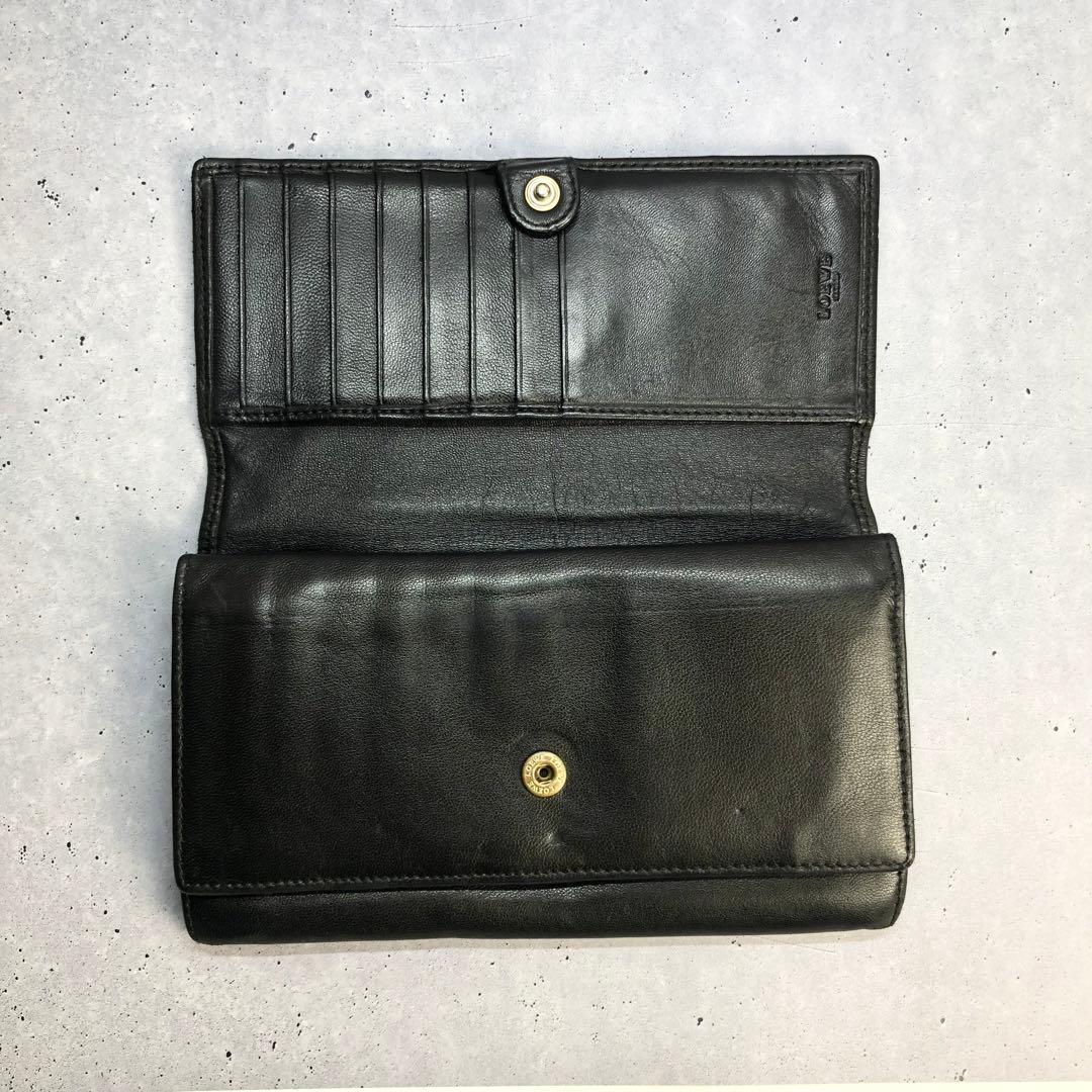 LOEWE ロエベ マイア アナグラム ラムスキン 二つ折り 長財布 黒 レザー