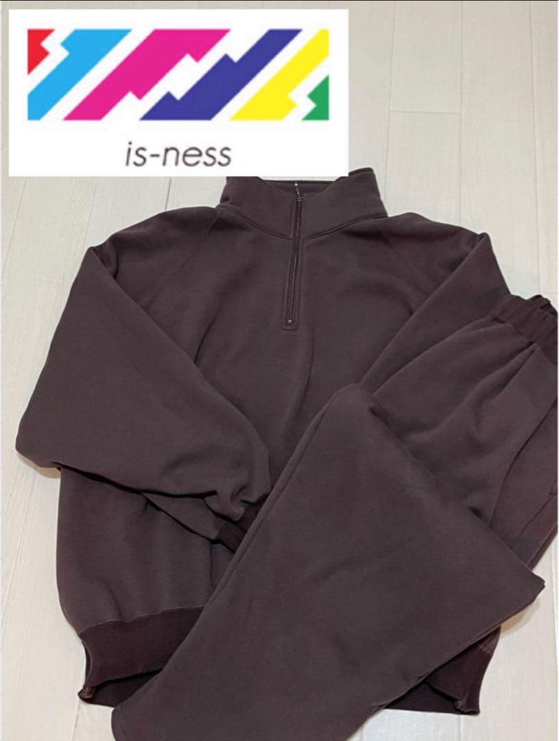 is-ness イズネス　スウェット　セットアップ 裏起毛　ブラウン　ML