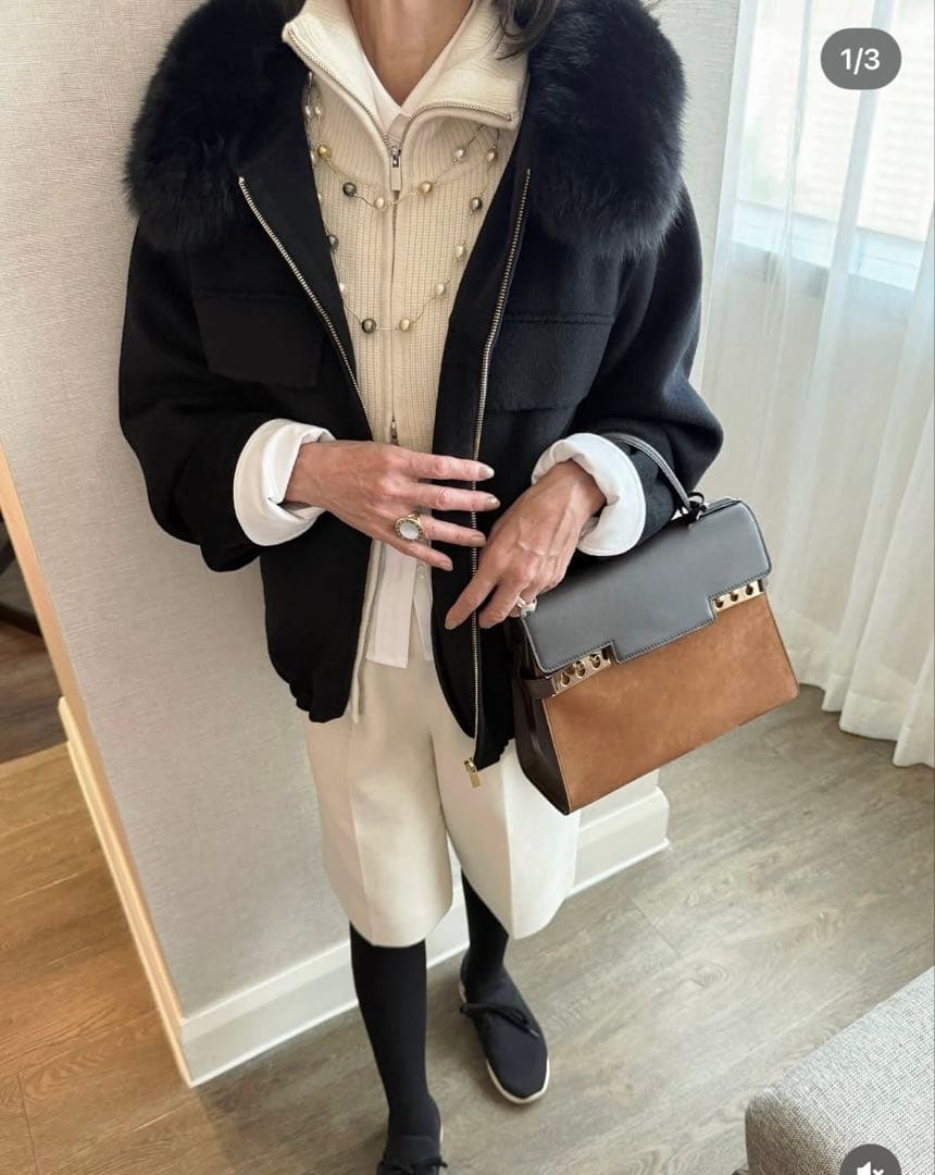 YONFA ヨンファ　新品タグ付き　ウールカシミヤフードコート　ブラック