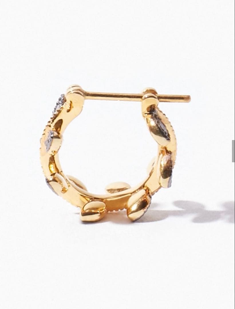 1度のみ！artida oud リーフ パヴェダイヤモンド　フープ　ピアス