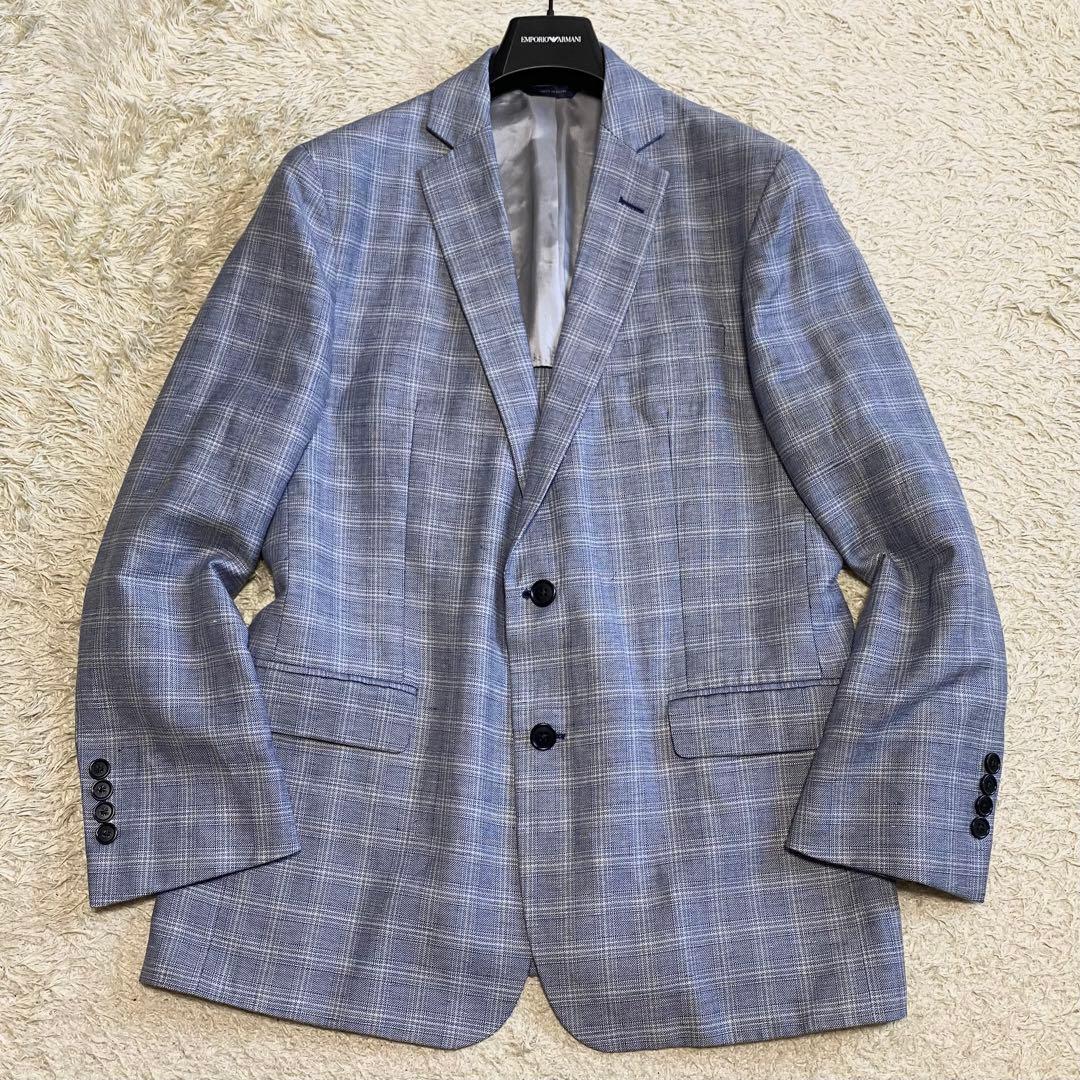 【希少3XL相当】ブルックスブラザーズ リネン テーラードジャケット チェック