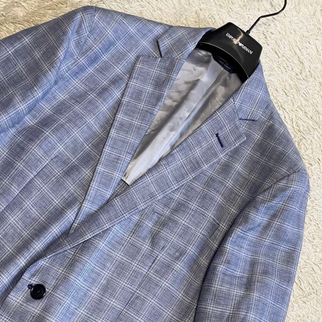 【希少3XL相当】ブルックスブラザーズ リネン テーラードジャケット チェック