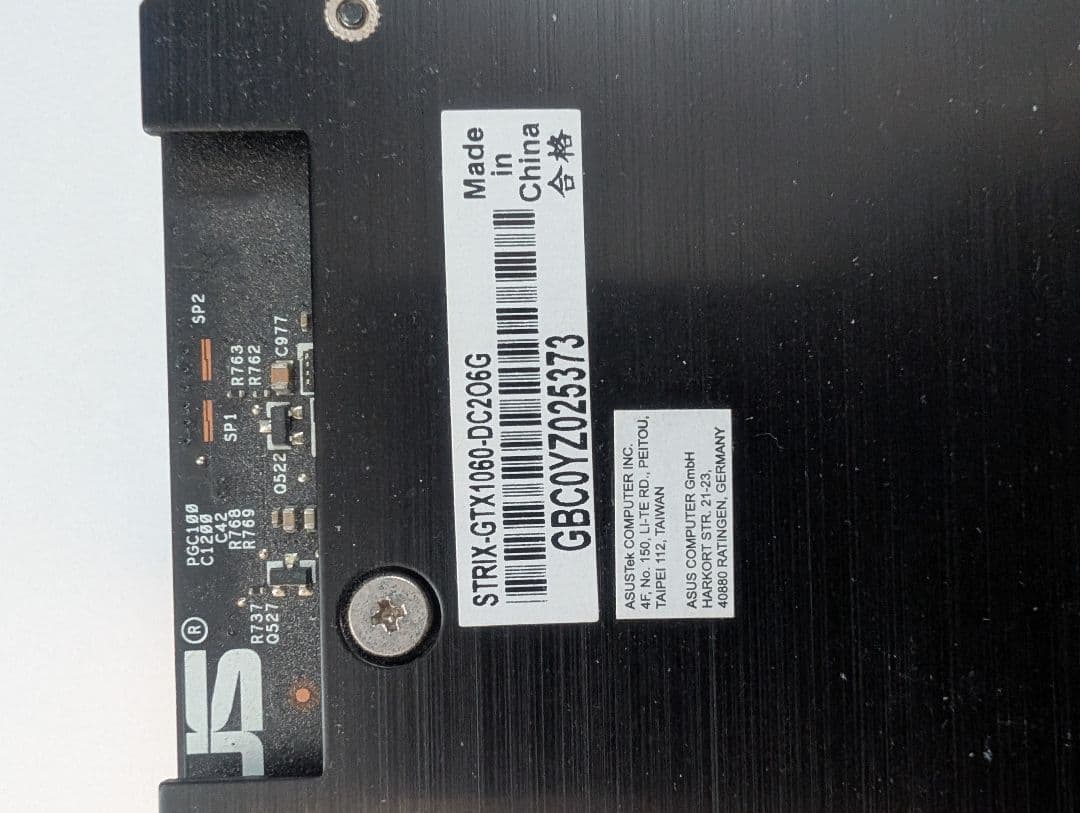 ASUS GTX 1060 6G グラフィックボード　動作確認済