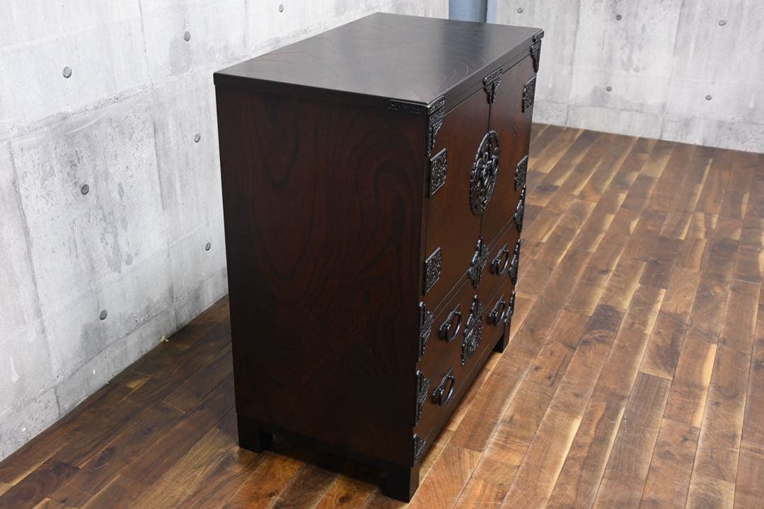 FAC61 青木産業 室町シリーズ 古代 75扉付 キャビネット ケヤキ/欅