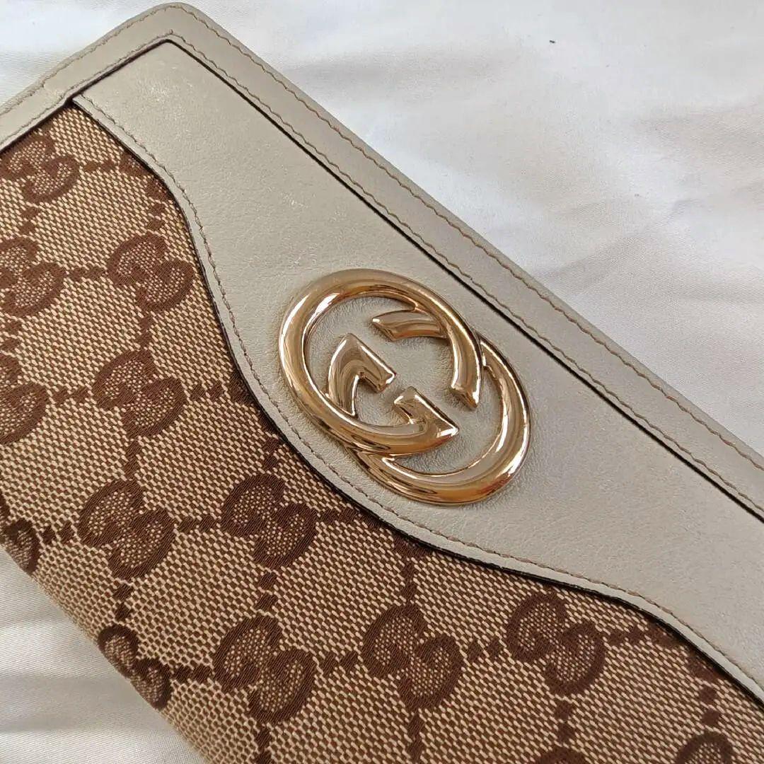 美品　GUCCI　インターロッキング　長財布　コンチネンタル　キャンバス