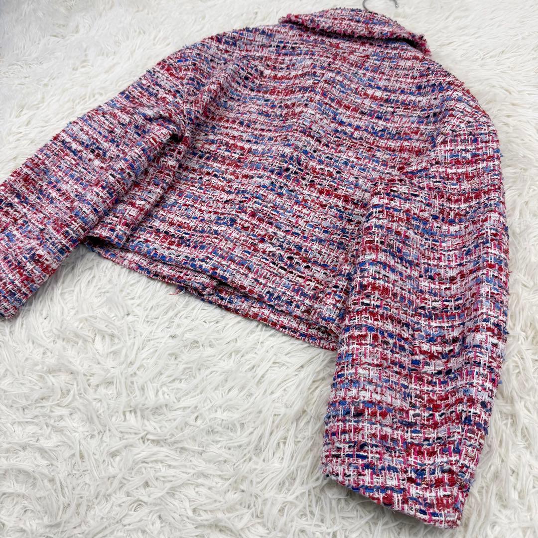 2024 アナイ レッドツイードステンカラー ジャケット 金釦 テーラード S