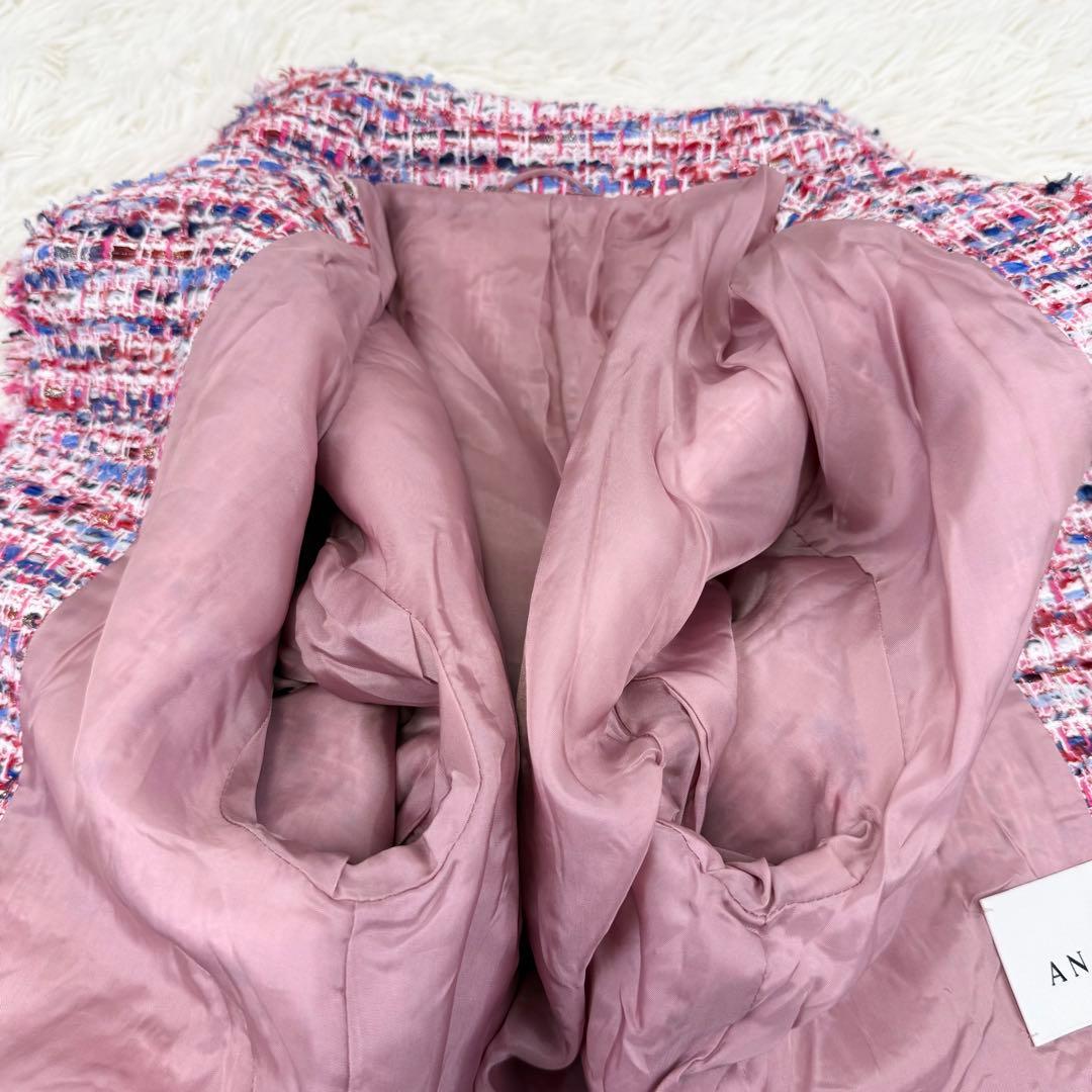 2024 アナイ レッドツイードステンカラー ジャケット 金釦 テーラード S