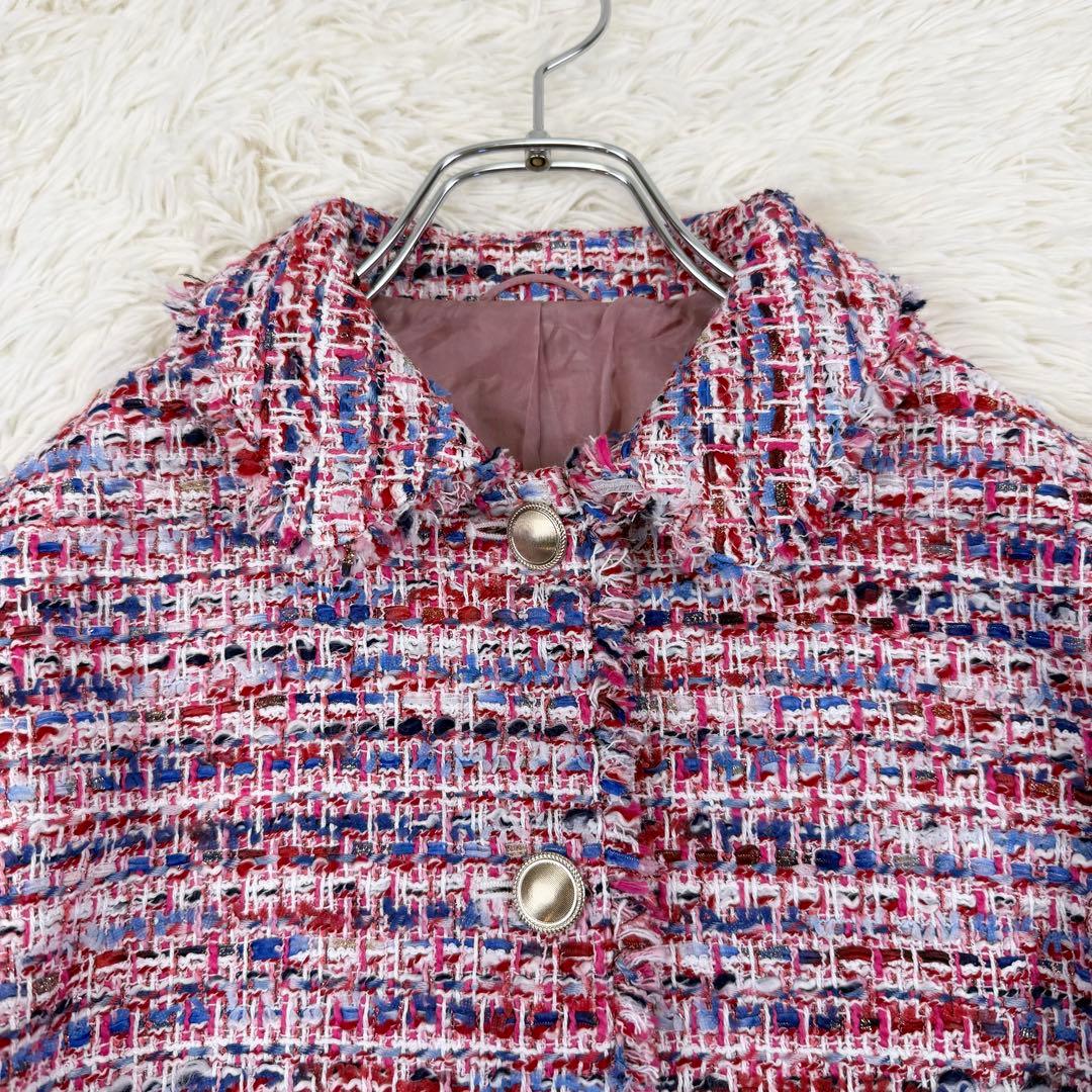 2024 アナイ レッドツイードステンカラー ジャケット 金釦 テーラード S