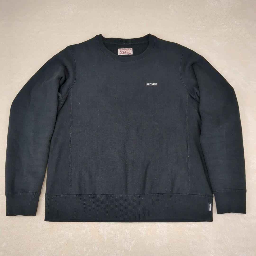 ワコマリア ワンポイント スウェット バックプリント ブラック Sサイズ