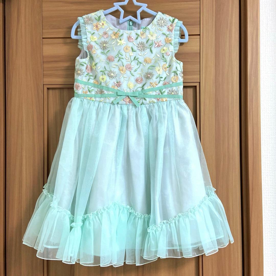 ★美品★TOCCA ミントグリーン フラワー刺繍ドレス