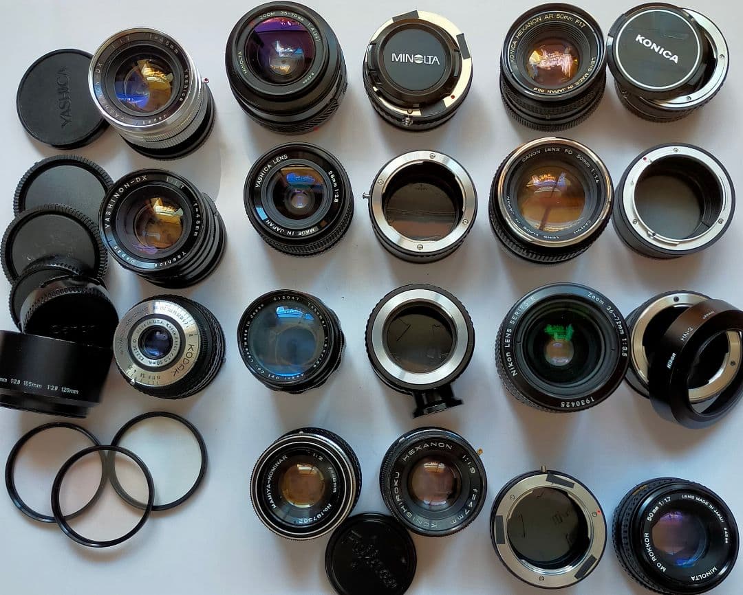 NEX Eマウントレンズ12本(改造レンズ5本,マウントアダプター+レンズ7本)