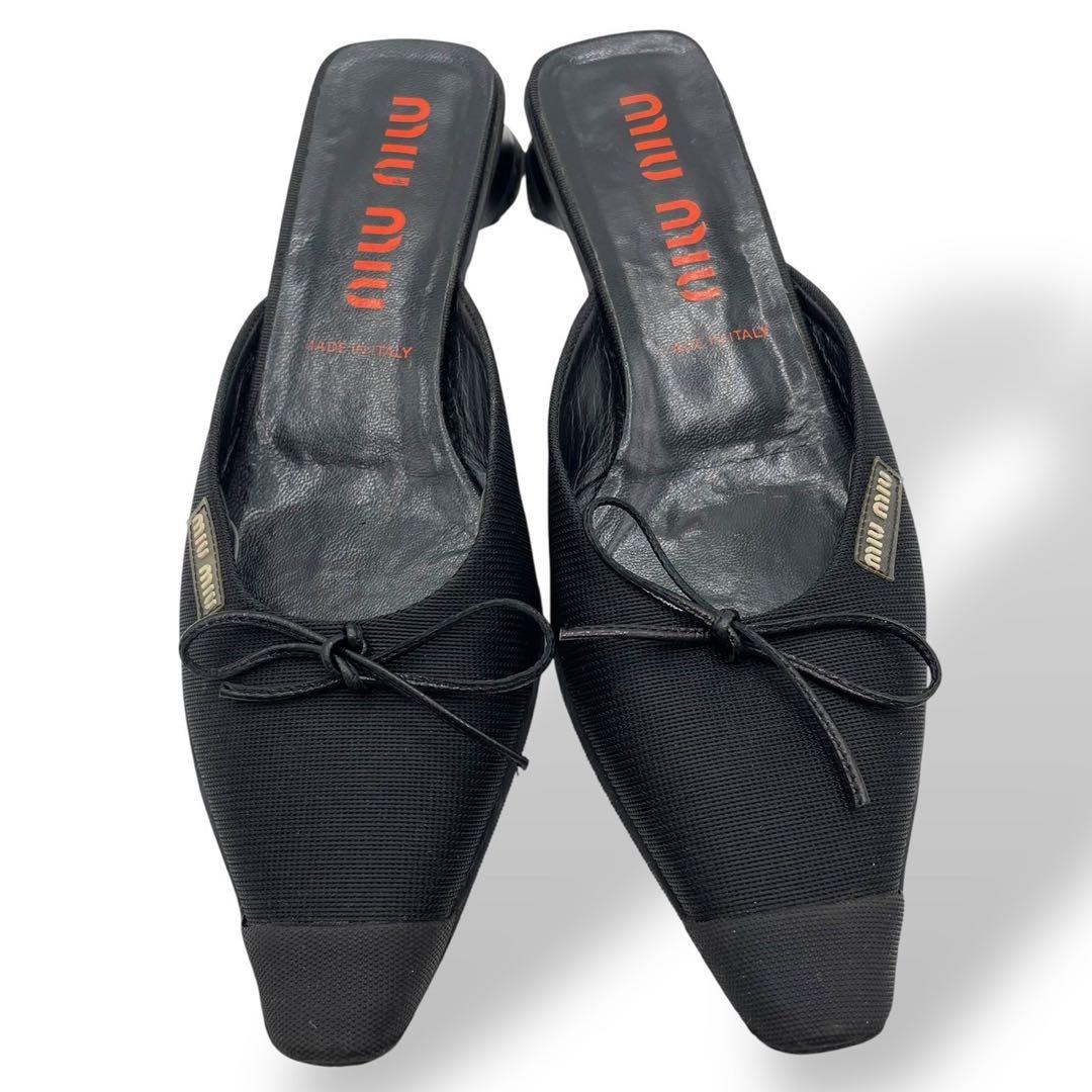 靴 Miu Miu 00s archive Mules black ribbon