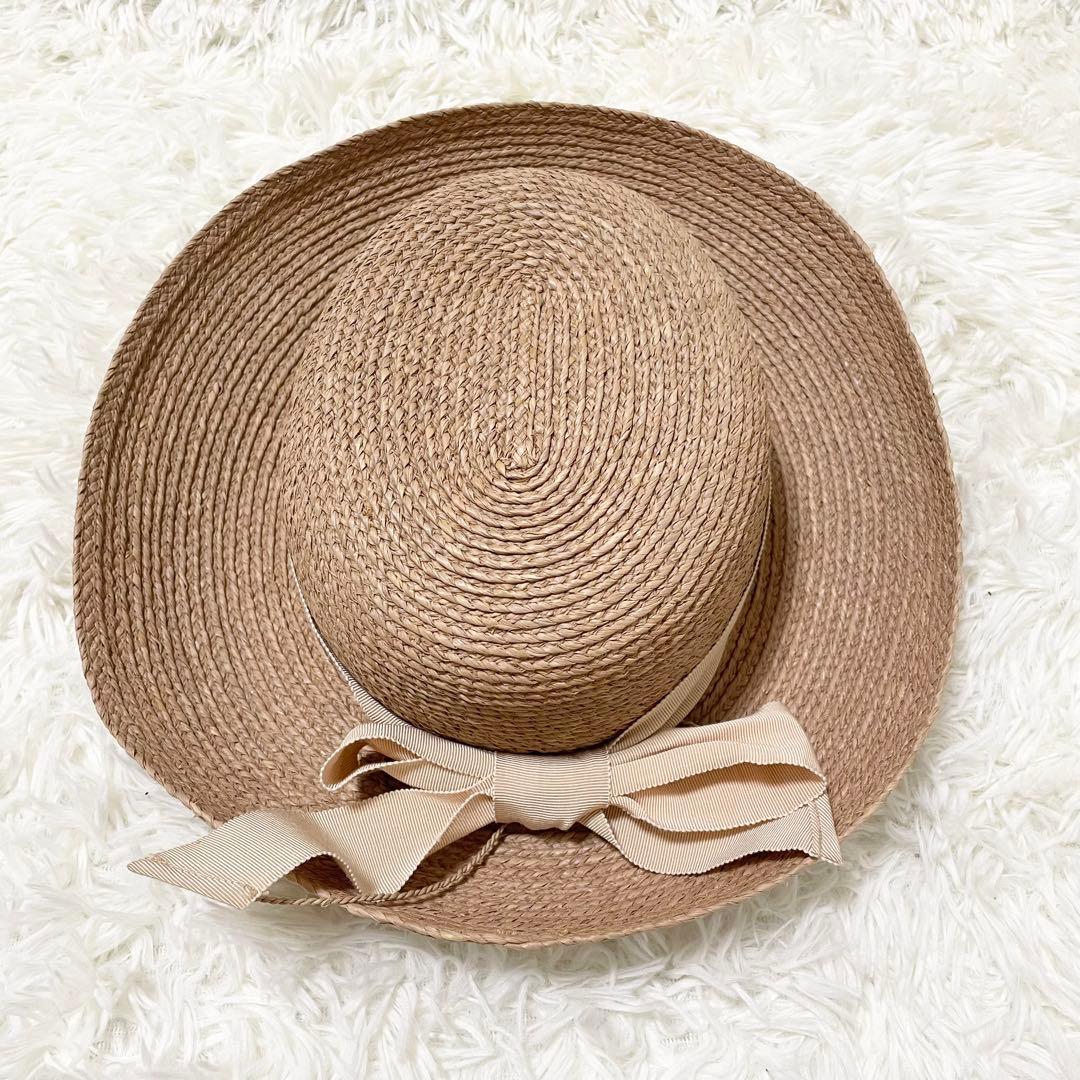 美品✨ヘレンカミンスキー　吉川ひなの着用 ニューポート　ラフィアハット　リボン
