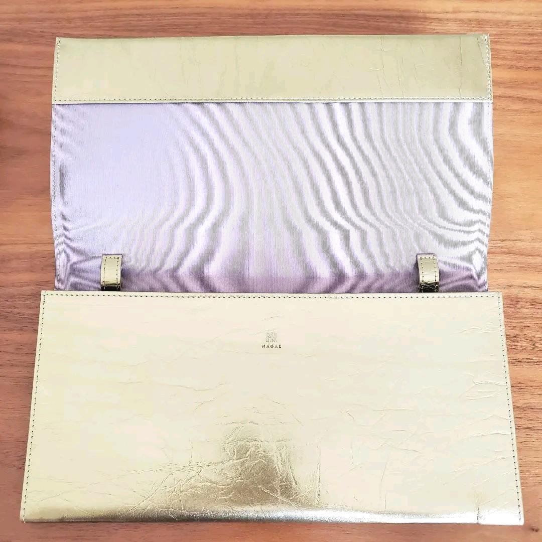 【新品未使用】ナガエプリュス　クラッチバッグ　ハンドバッグ　アンティークゴールド