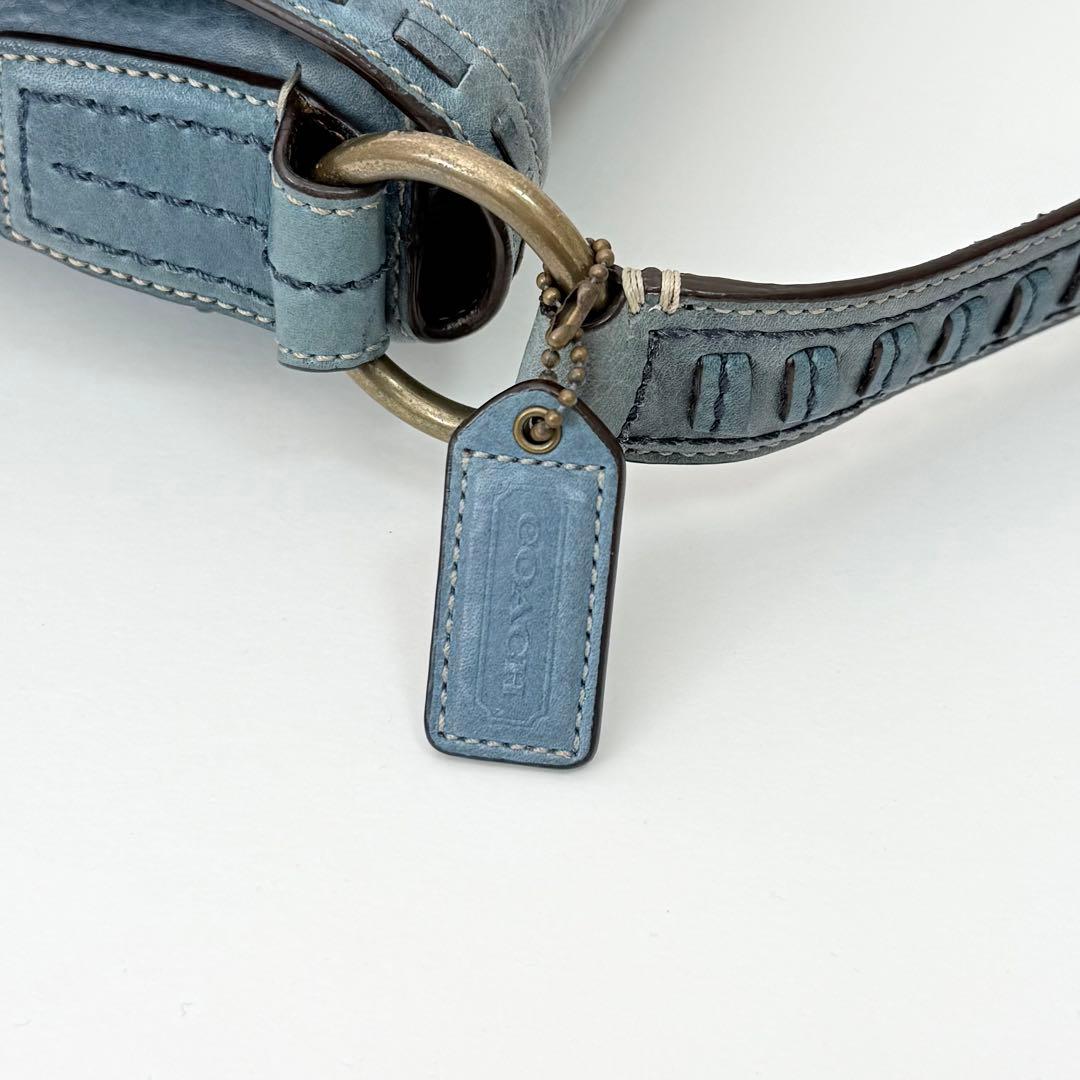 COACH ショルダーバッグ スタッズ カットワーク ブルー ヴィンテージ