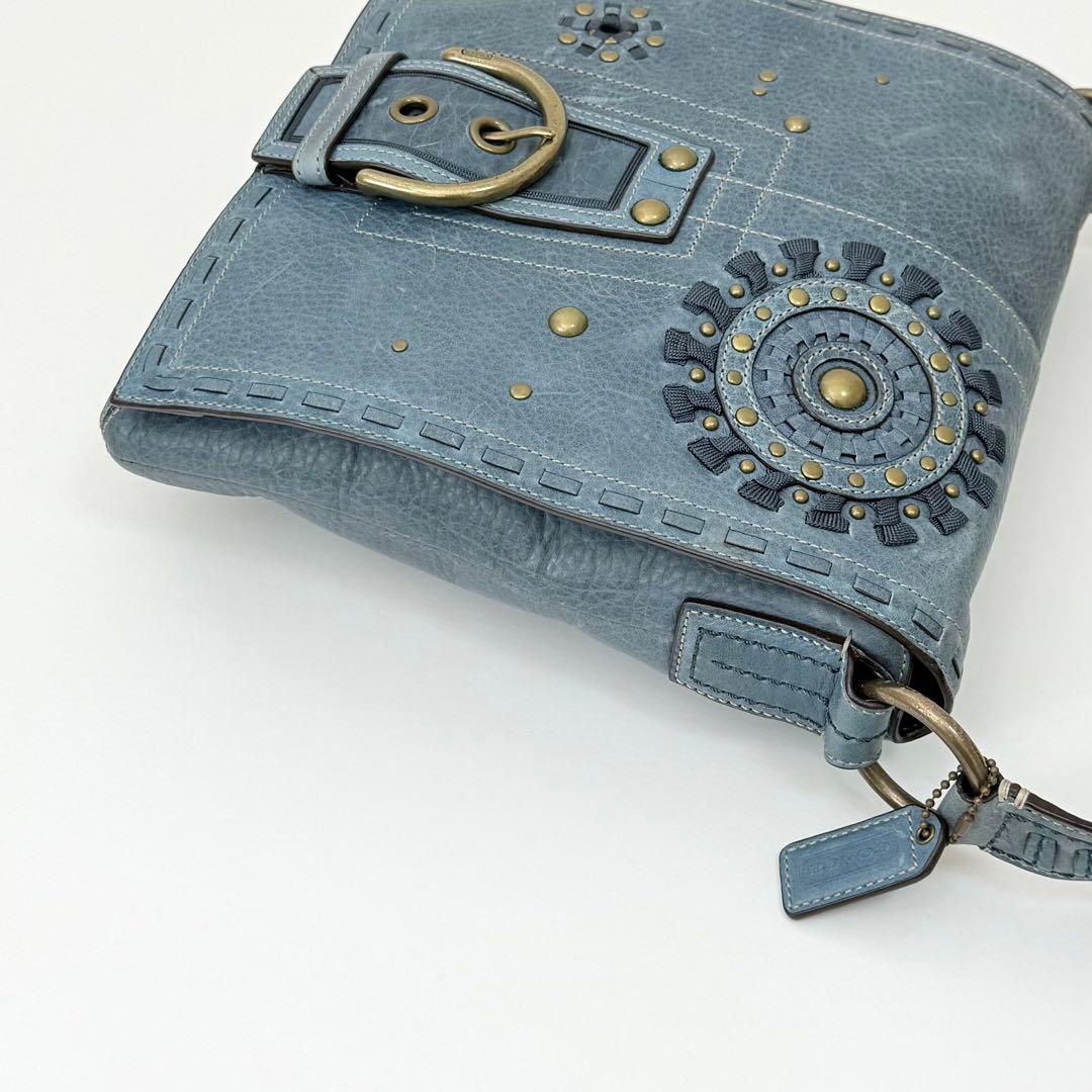 COACH ショルダーバッグ スタッズ カットワーク ブルー ヴィンテージ