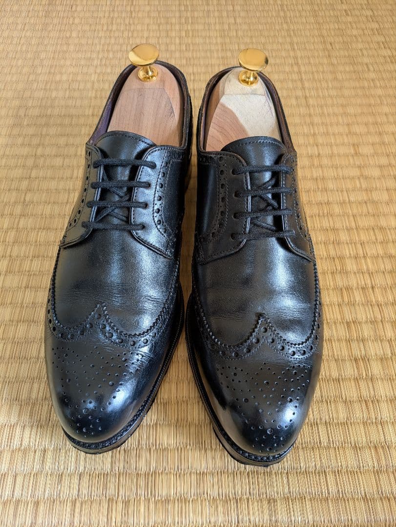 カルミナ　ウイングチップ　フルブローグ　外羽根　黒　サイズ7（25.5）