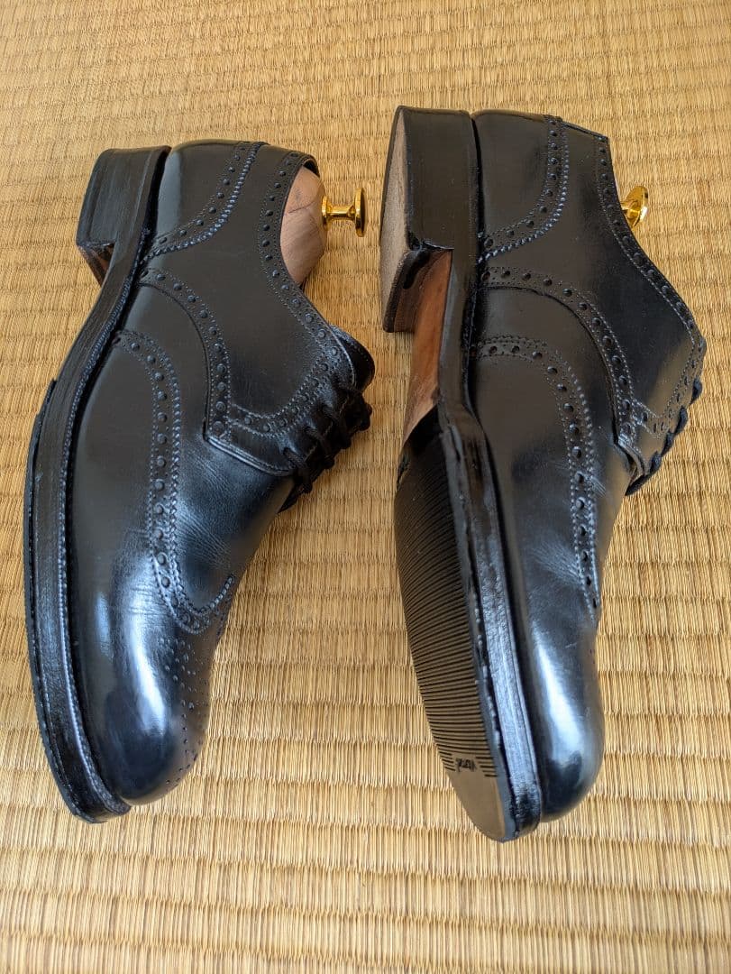 カルミナ　ウイングチップ　フルブローグ　外羽根　黒　サイズ7（25.5）