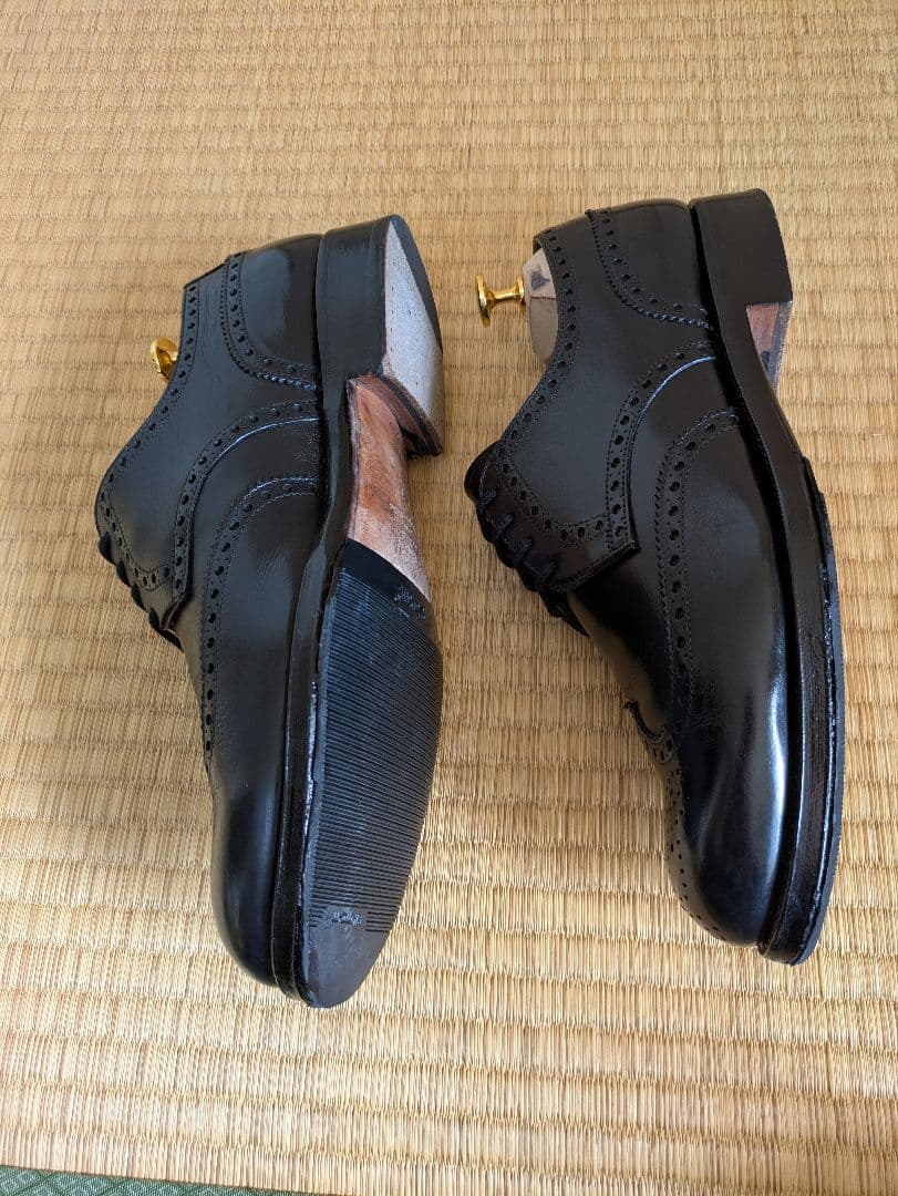 カルミナ　ウイングチップ　フルブローグ　外羽根　黒　サイズ7（25.5）