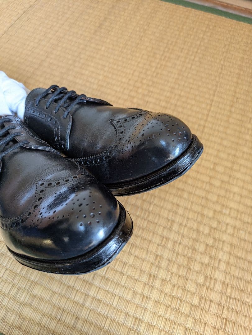 カルミナ　ウイングチップ　フルブローグ　外羽根　黒　サイズ7（25.5）