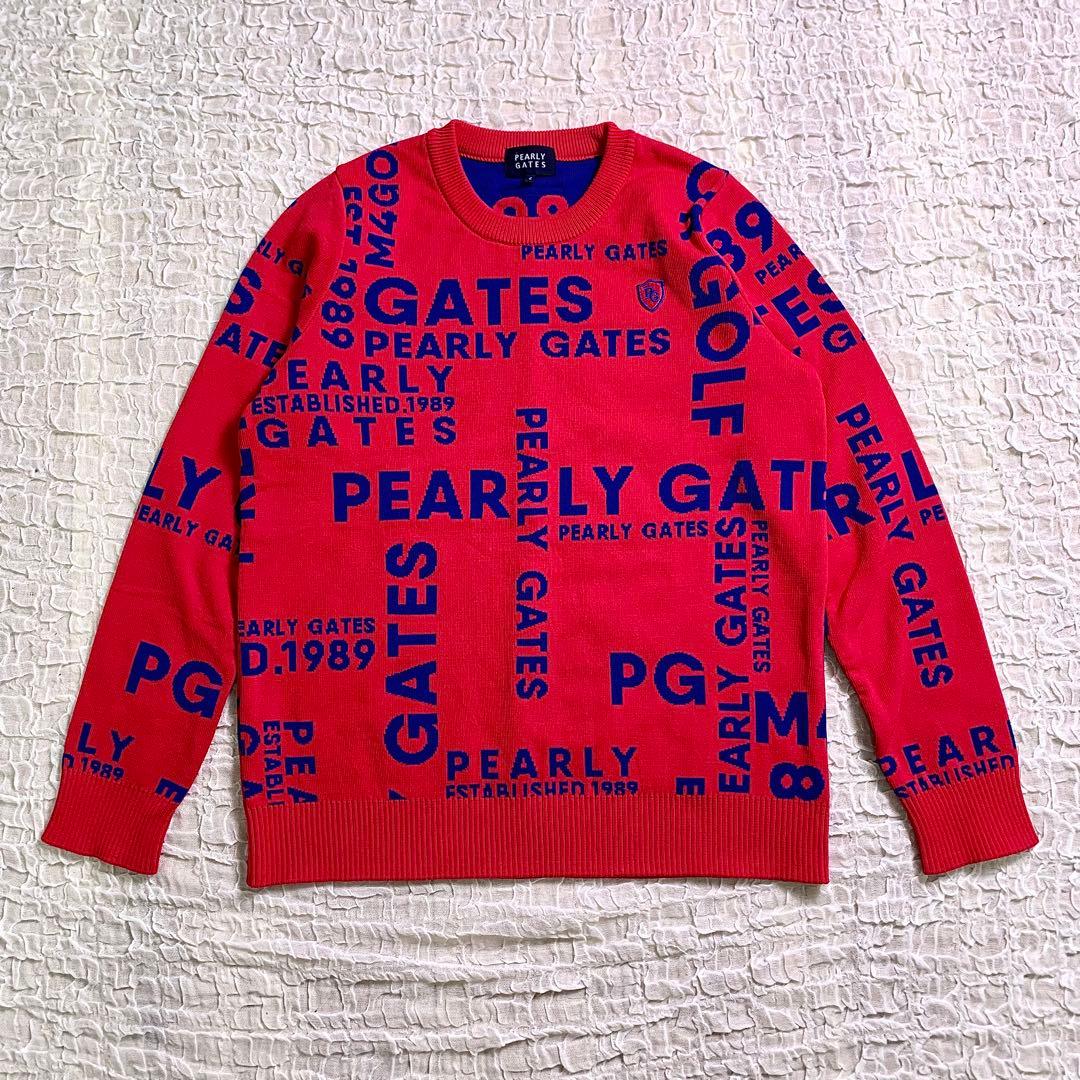 極美品　PEARLYGATES パーリーゲイツ クルーネック　セーター　ロゴ