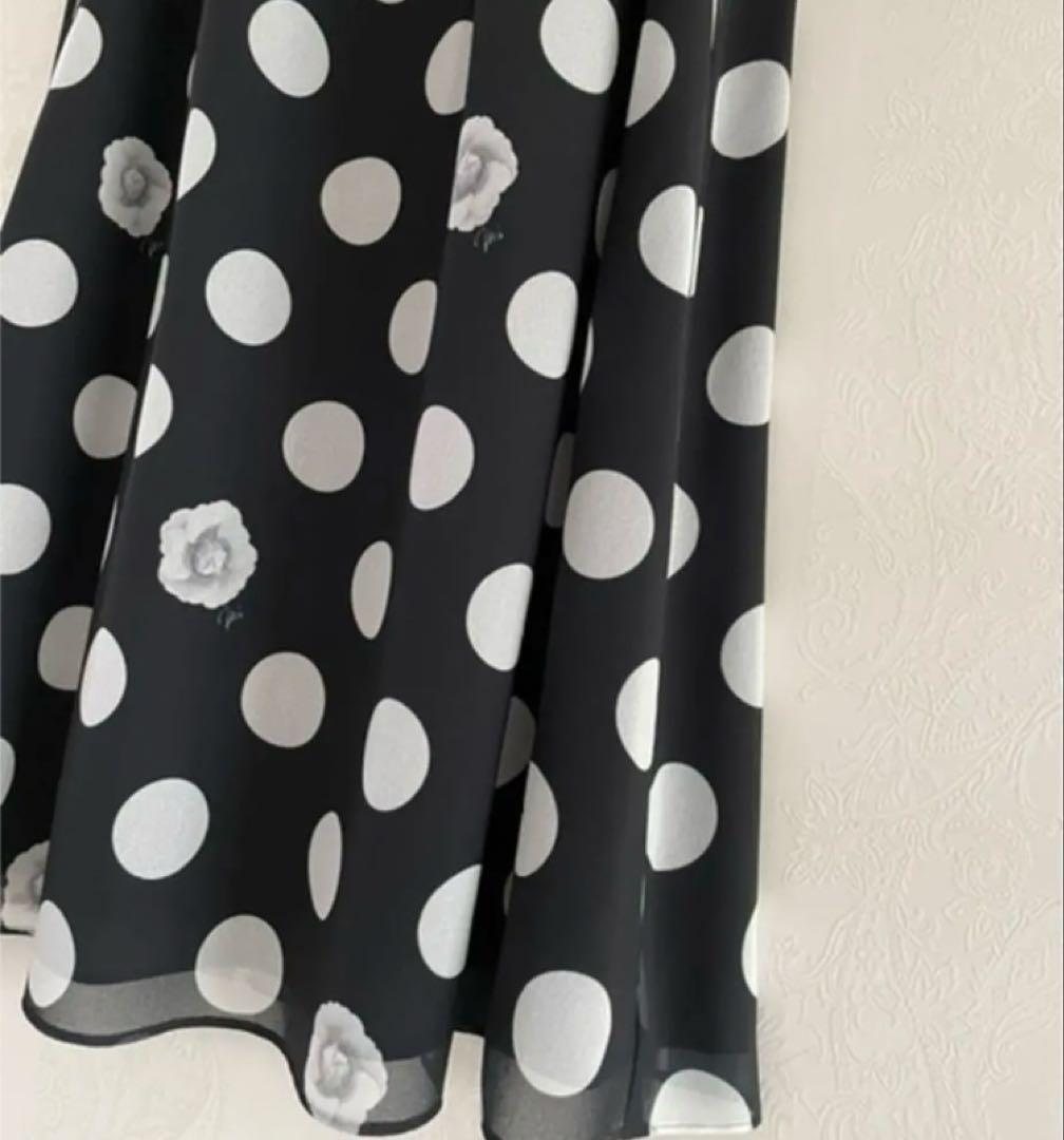 最終価格！M's カタログ 水玉 ドット シフォン カメリア モノクロ ワンピ