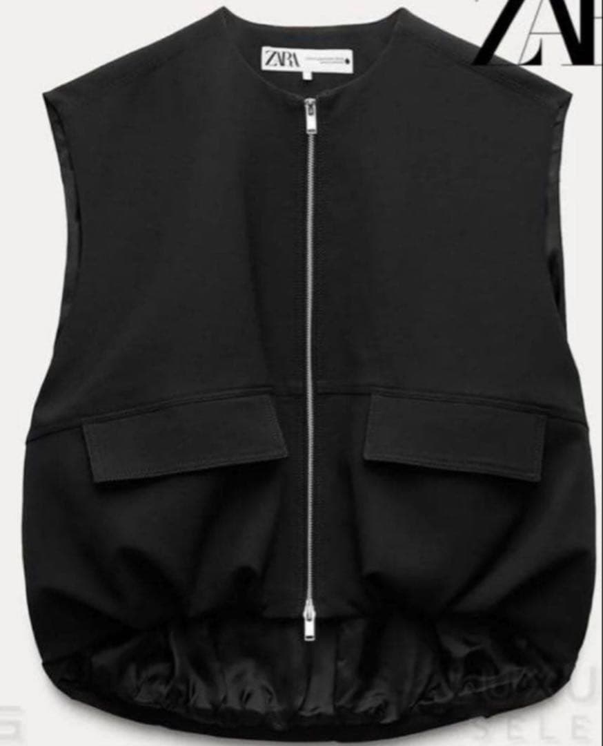 ZARA オーバーサイズボリュームベスト　ブラック