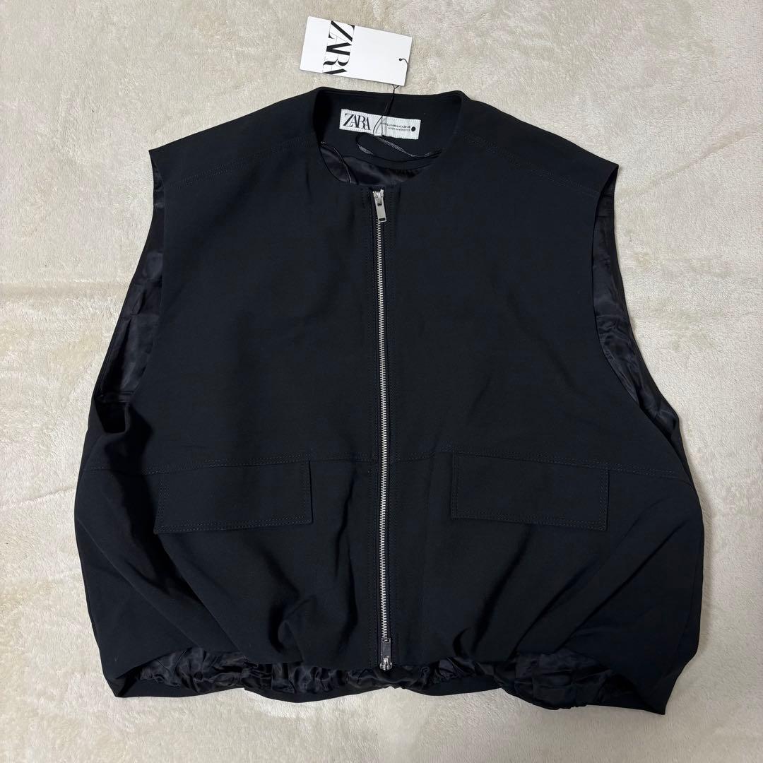 ZARA オーバーサイズボリュームベスト　ブラック