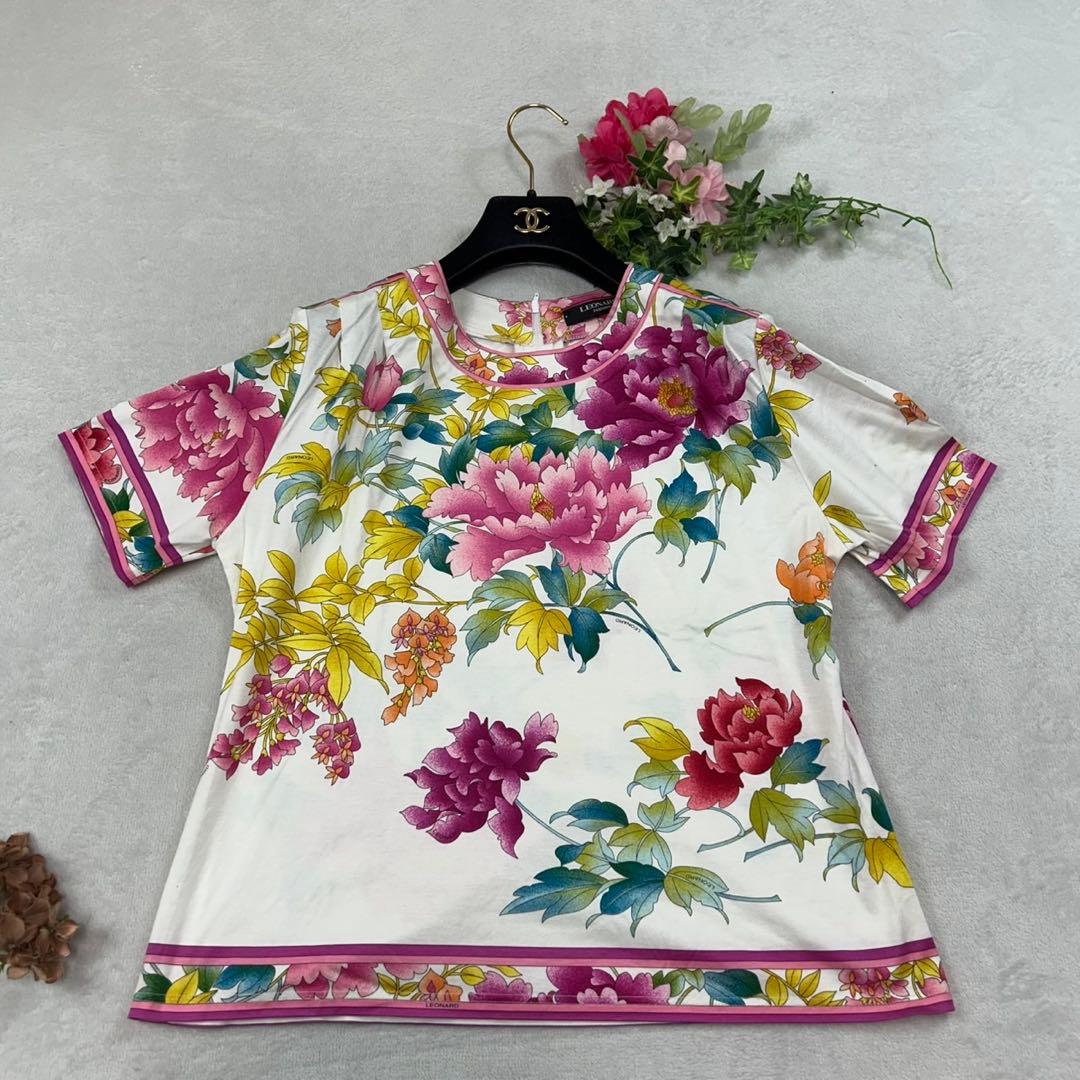 K433 新品未使用 L レオナール コットン100% カットソー レディース