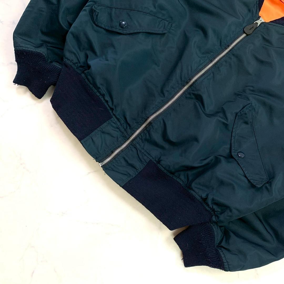 90s USA製 アルファ L-2B フライトジャケット 紺 XL　D479