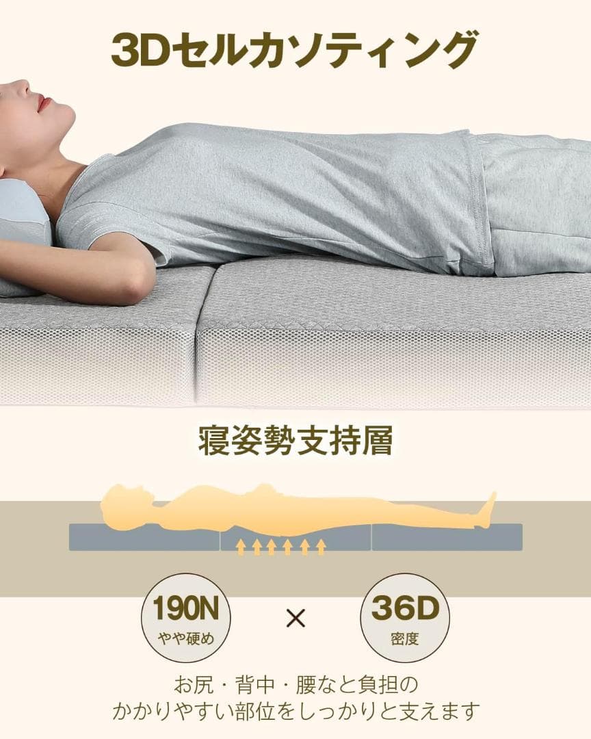 ✨大特価✨折りたたみマットレス 高反発 硬め　通気性 体圧分散 シングル
