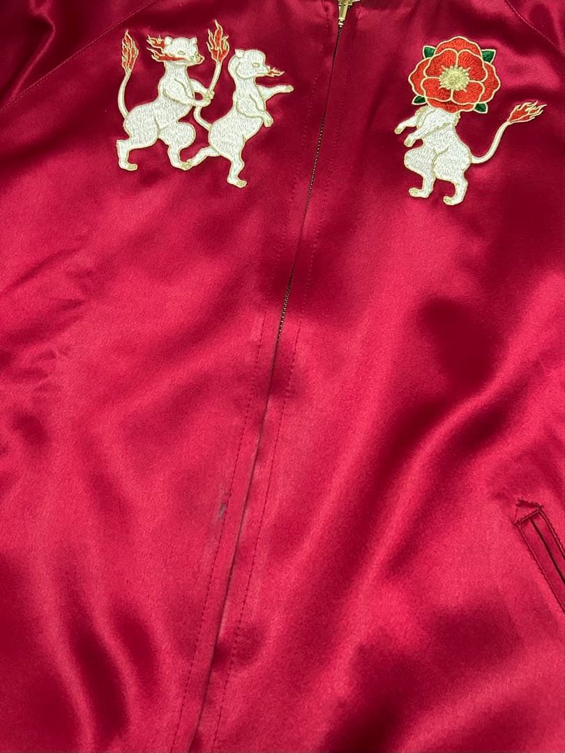 HOTELO スカジャン リバーシブル 赤 白 刺繍