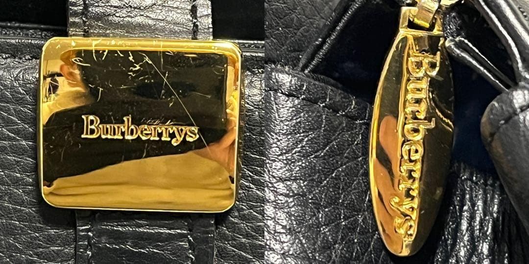 バーバリーズ レザー トートバッグ ハンドバッグ ブラック B69