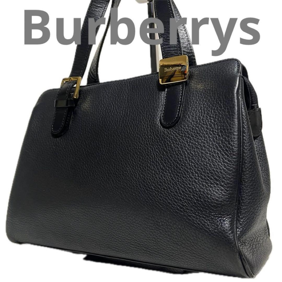 バーバリーズ レザー トートバッグ ハンドバッグ ブラック B69