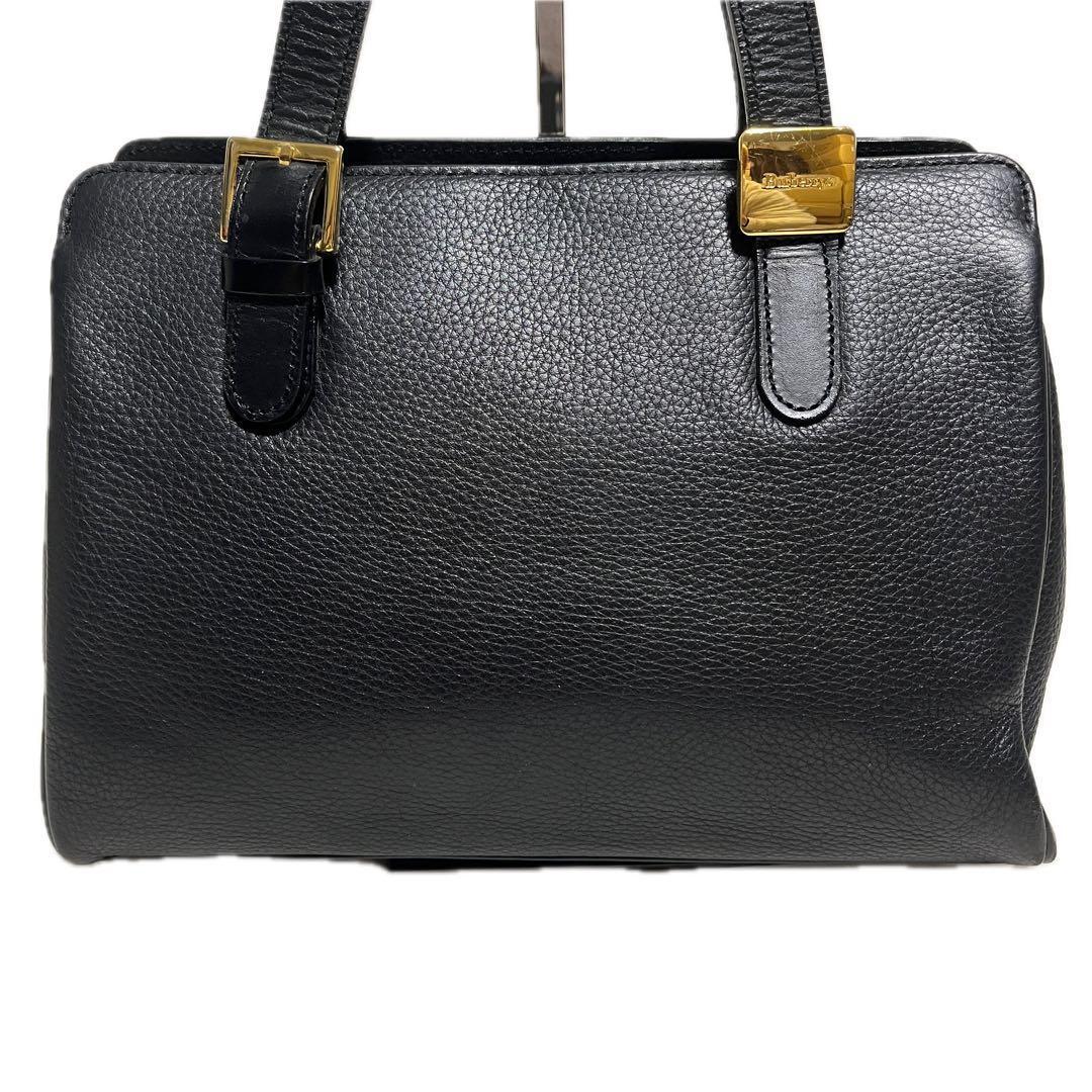 バーバリーズ レザー トートバッグ ハンドバッグ ブラック B69