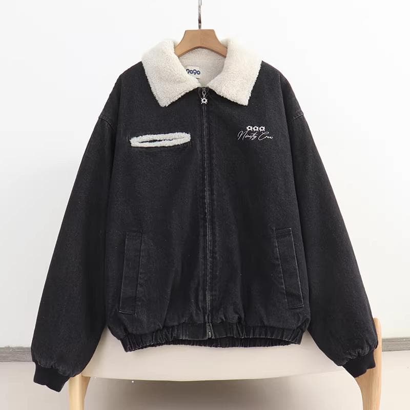 L 新品 9090 Bullet Logo Boa Denim Jacket