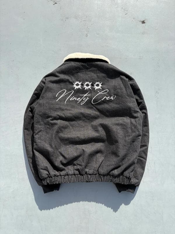 L 新品 9090 Bullet Logo Boa Denim Jacket