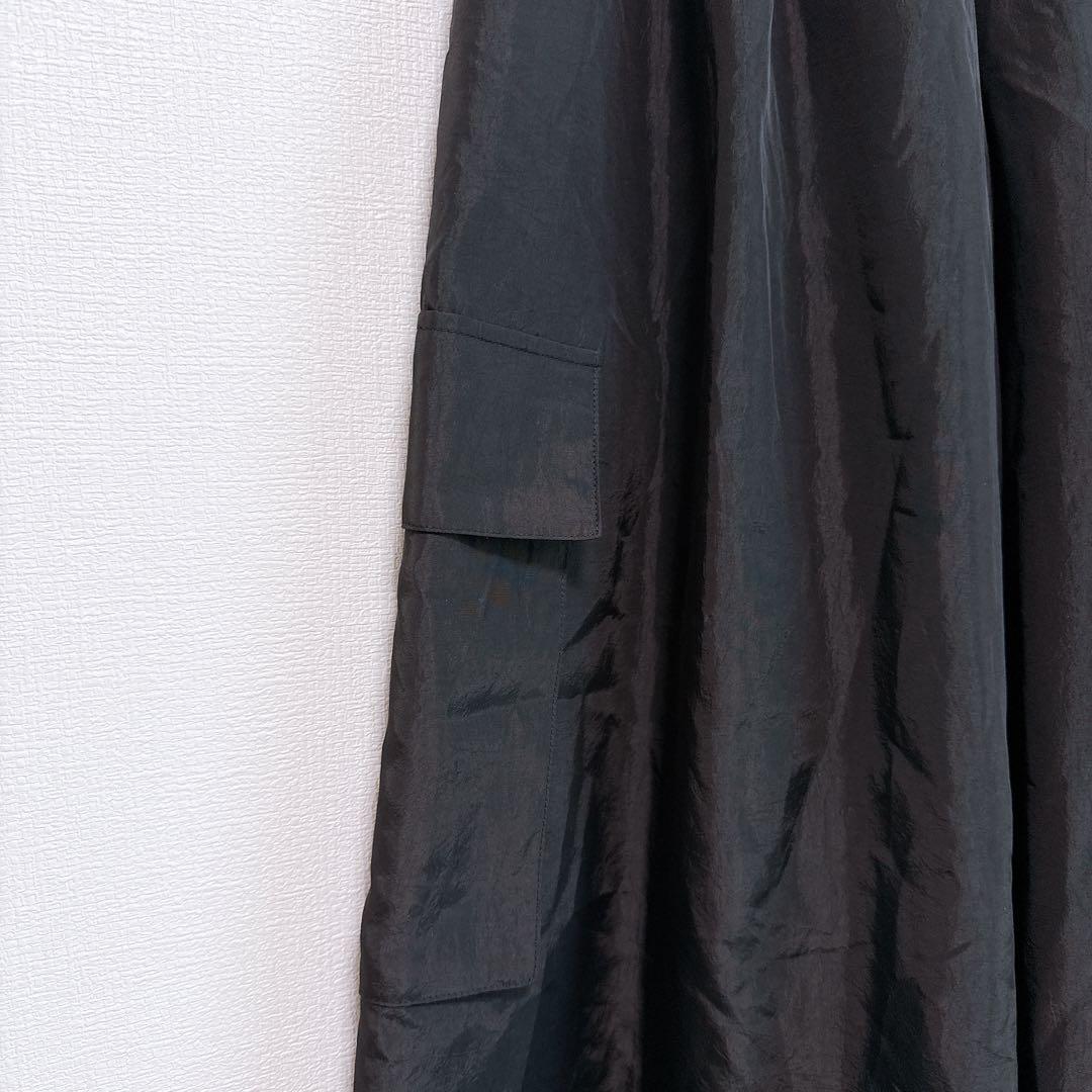 美品　Lig. リグドット. ワイドカーゴパンツ　黒　シャカシャカ　光沢感あり