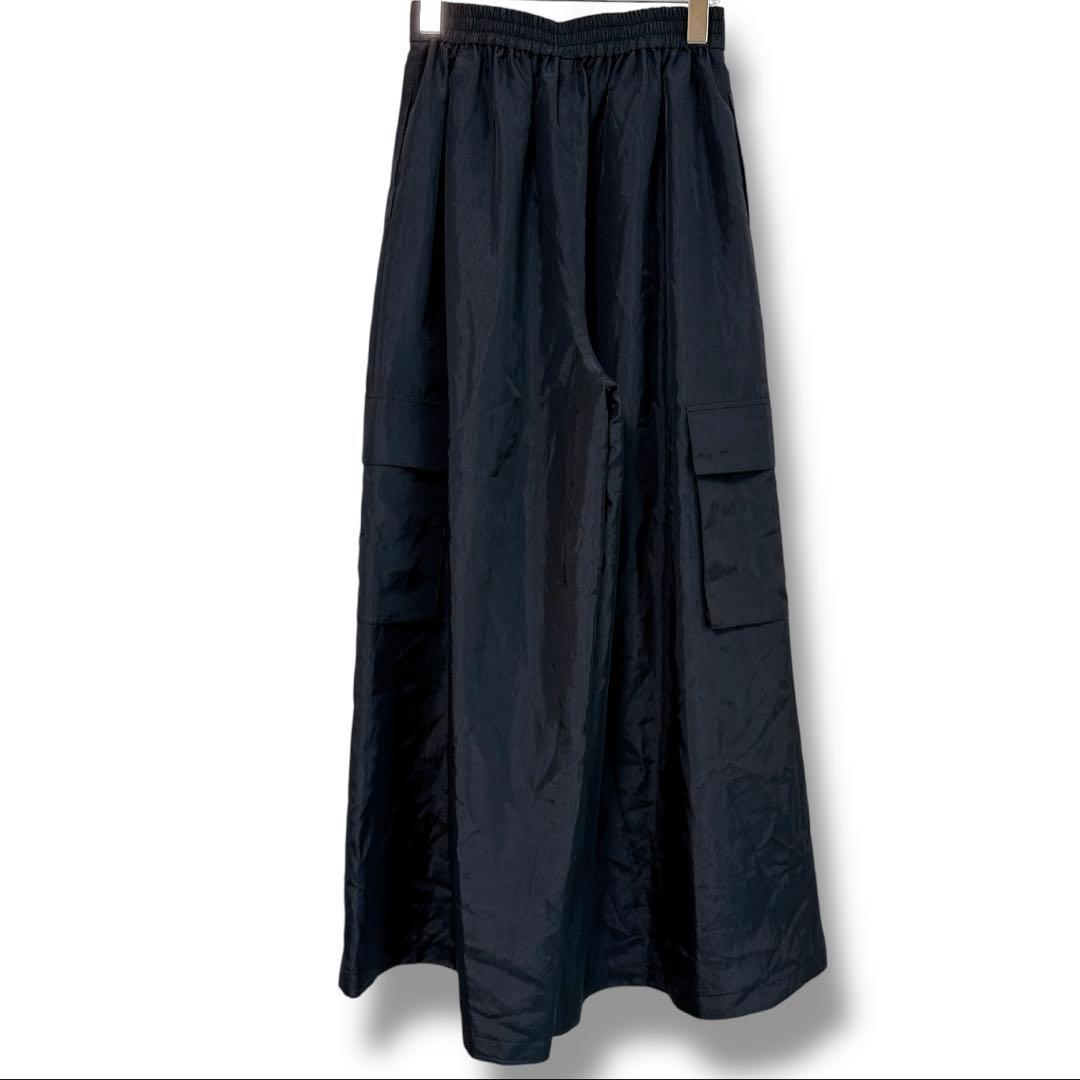 美品　Lig. リグドット. ワイドカーゴパンツ　黒　シャカシャカ　光沢感あり