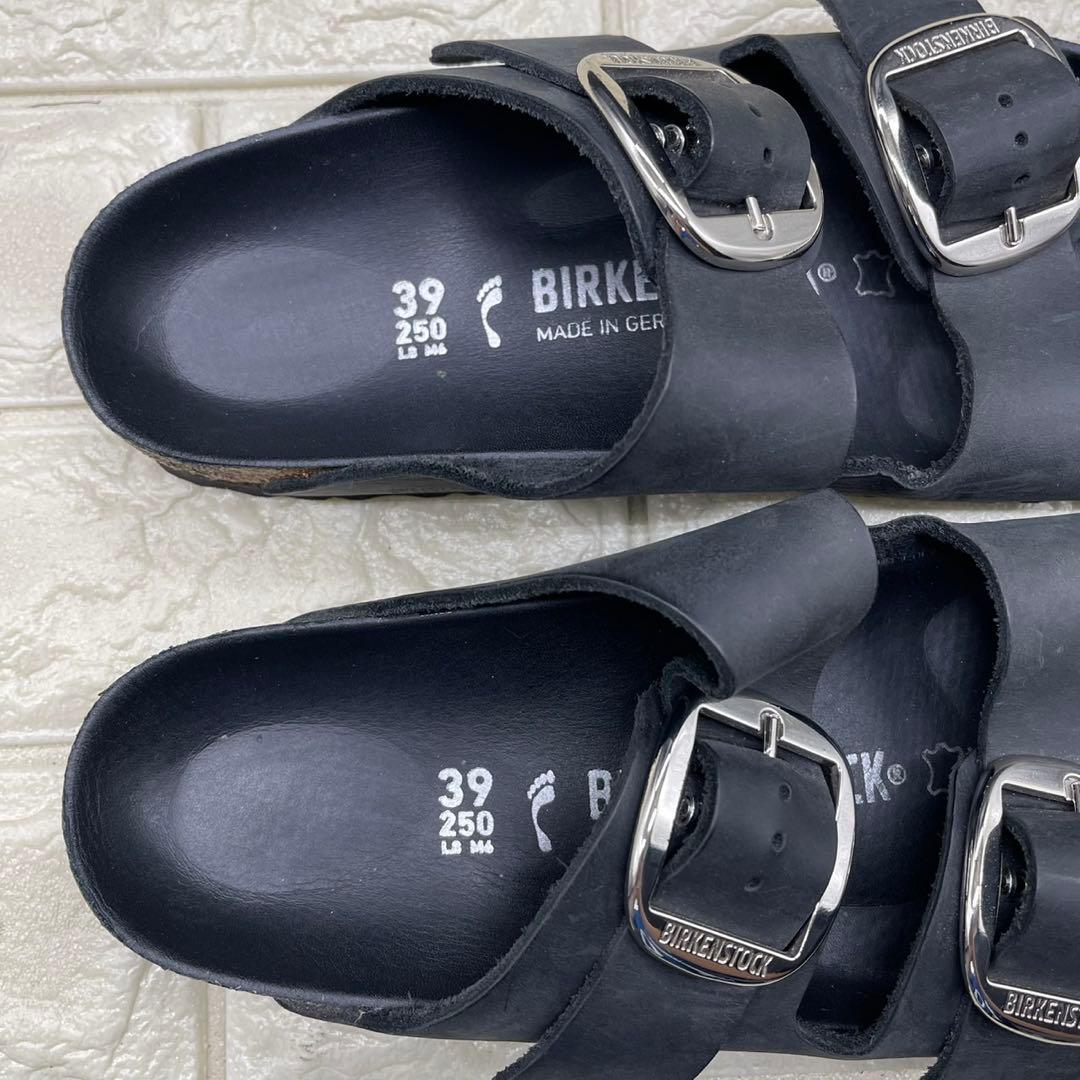 美品 ビルケンシュトック アリゾナ ビッグバックル 25 ブラック シルバー金具